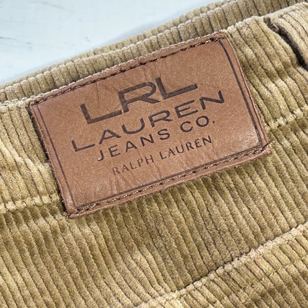 Lauren Ralph Lauren Tan Corduroy Straight Leg Pants Womens 12 Camel Brown LRL‎